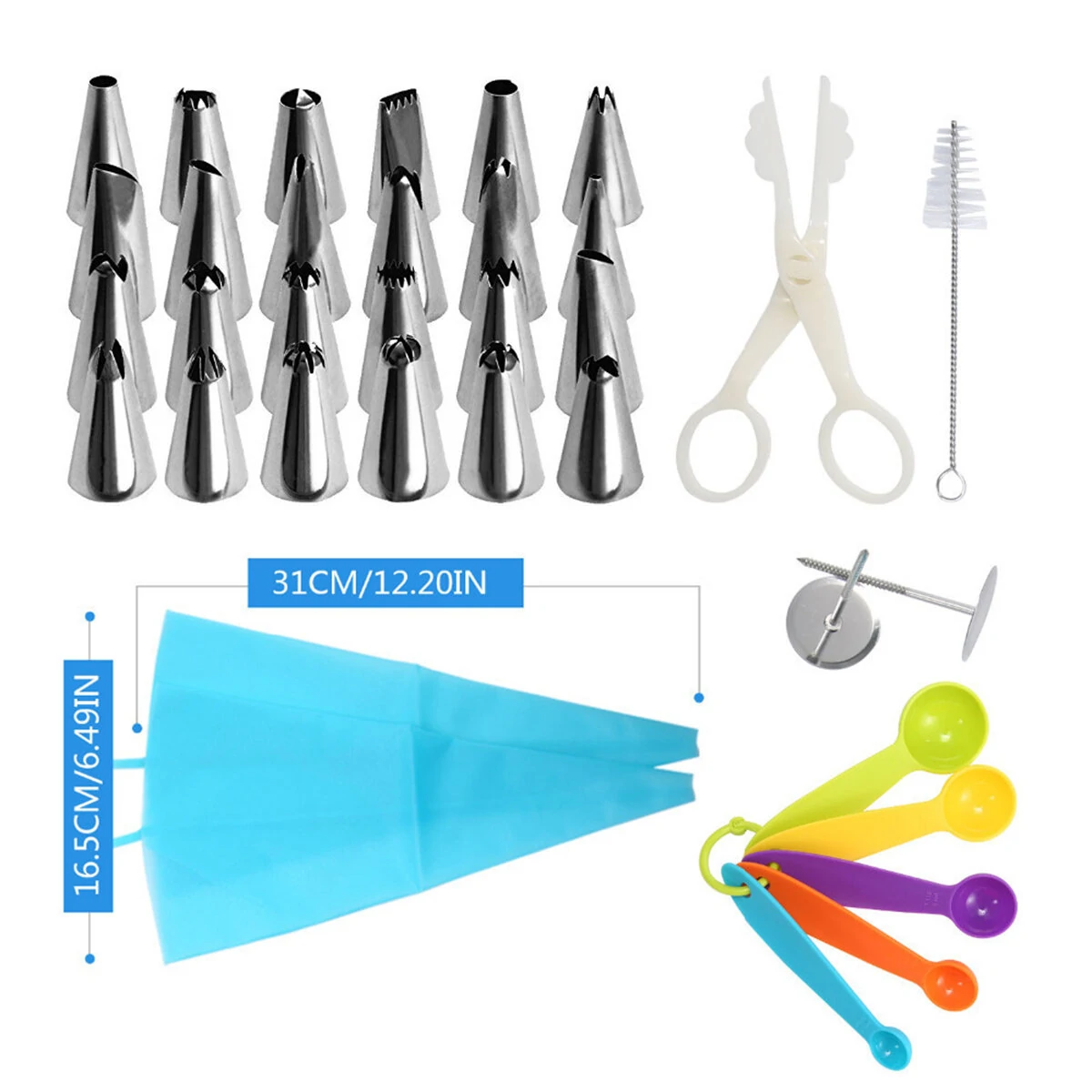 45Pcs Cake Decorating Tool Set - Turntable, Nozzles & Knife for Baking DIY