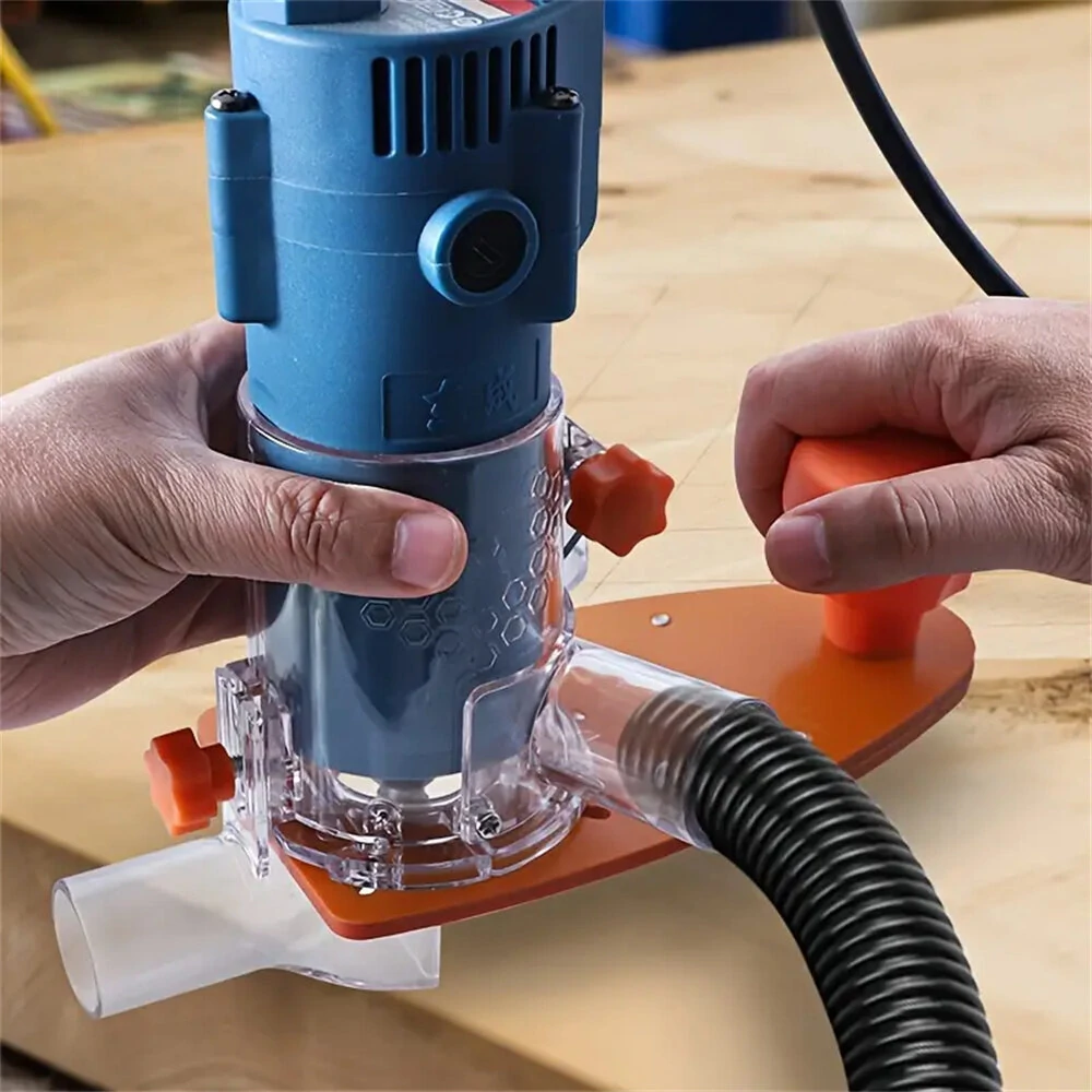 Dust-Free Router Trimmer Base | Circle Cutting Jig for 64-65mm Trimmers | Adjustable Depth Woodworking