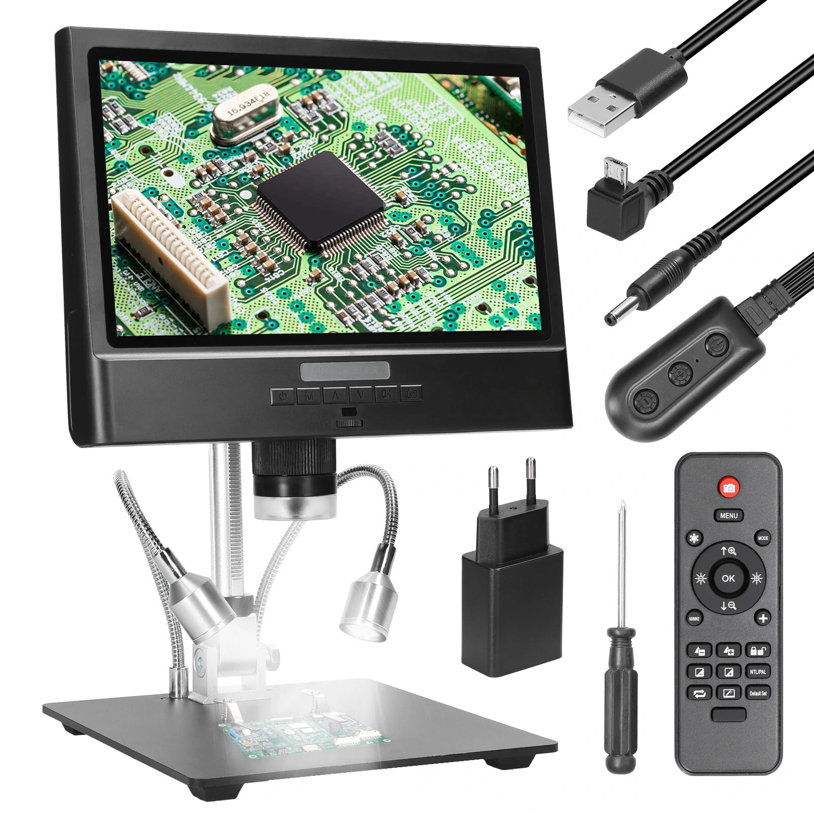 ANDONSTAR 10 Inch Digital Microscope | 1080P LCD Display, 4X Zoom, LED Light