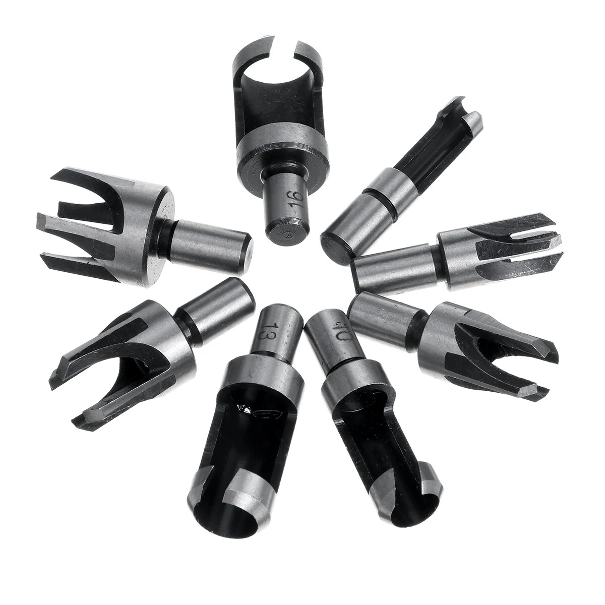 8pcs Wood Plug Hole Cutter Drill Bits Set | Dowel Maker Round Shank Tools