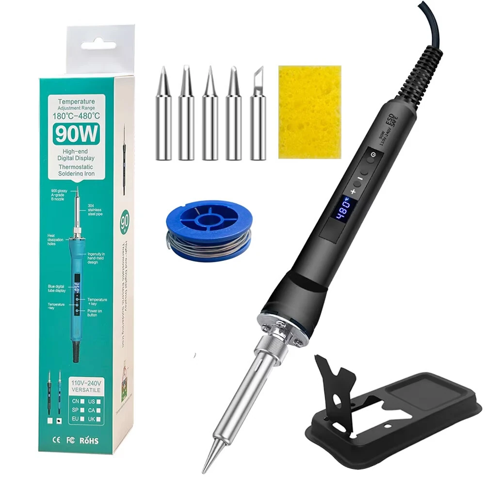 90W Digital Soldering Iron - Adjustable Temperature & Fast Heating | Real-Time Display