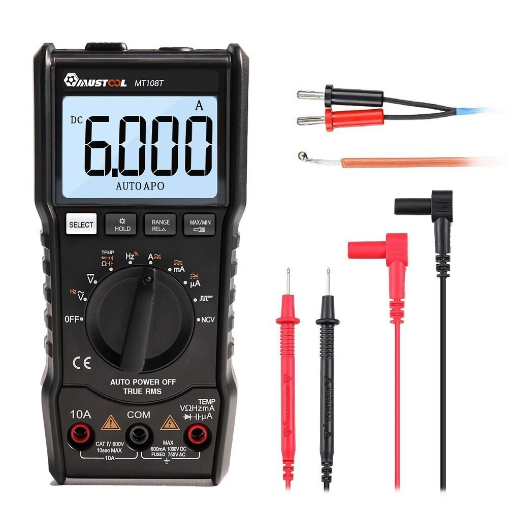 MUSTOOL MT108T True RMS Digital Multimeter - 6000 Counts NCV & Temperature Tester