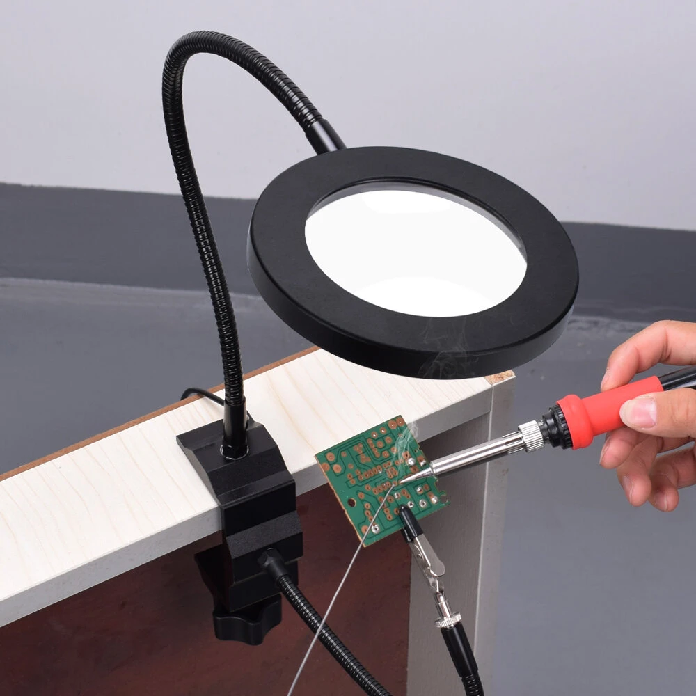 NEWACALOX 5X USB Magnifier with LED Light & Flexible Arm | Repair Tool