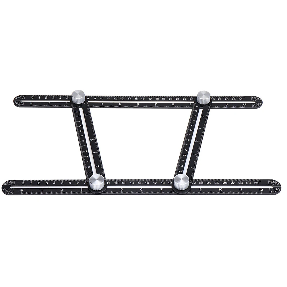 ABS Plastic Folding Ruler - 4-Fold Multifunctional Template Tool for Angle Measure