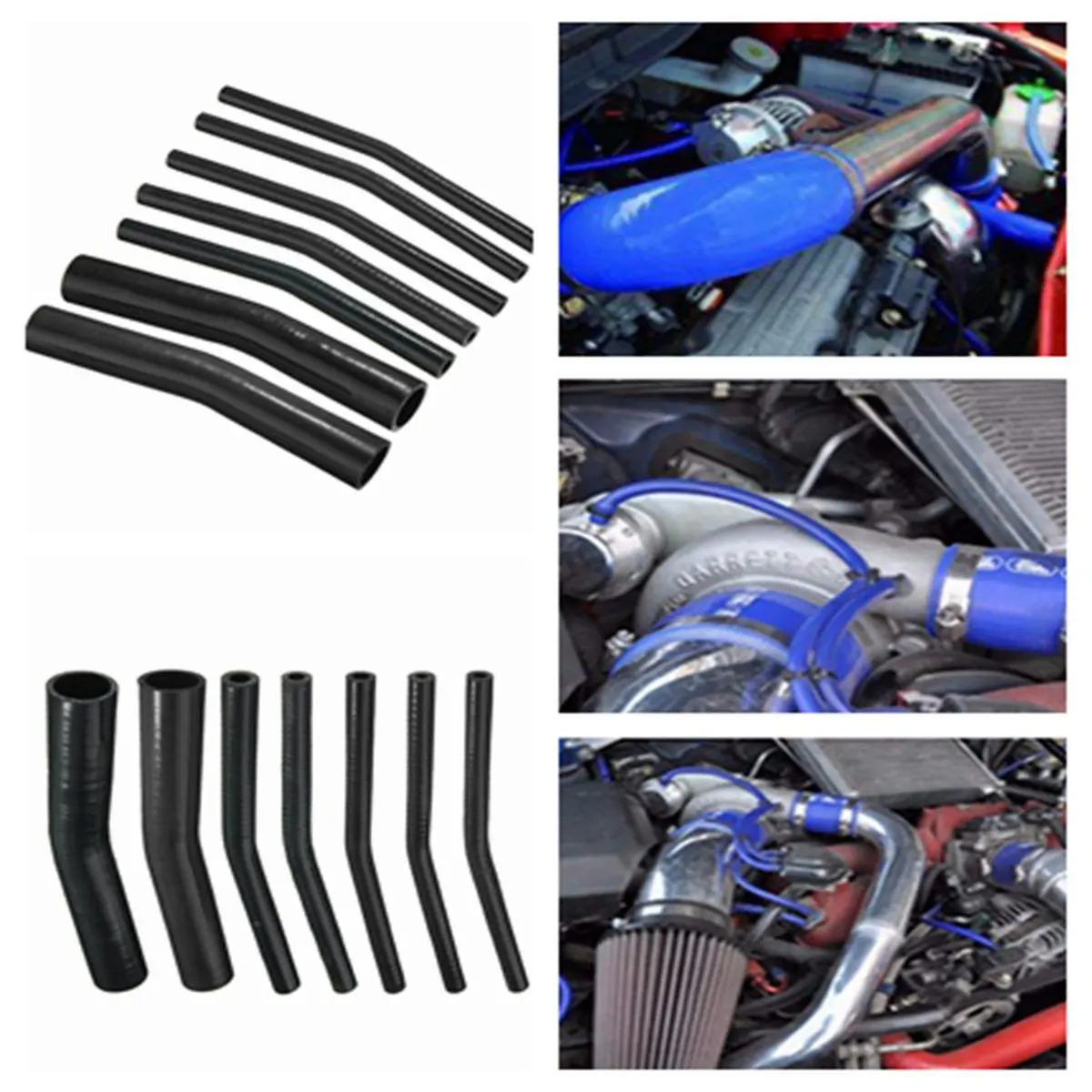 Silicone Vacuum Hose Tubing - 16-35mm 15 Degree Black Turbo Coolant Tube 150mm