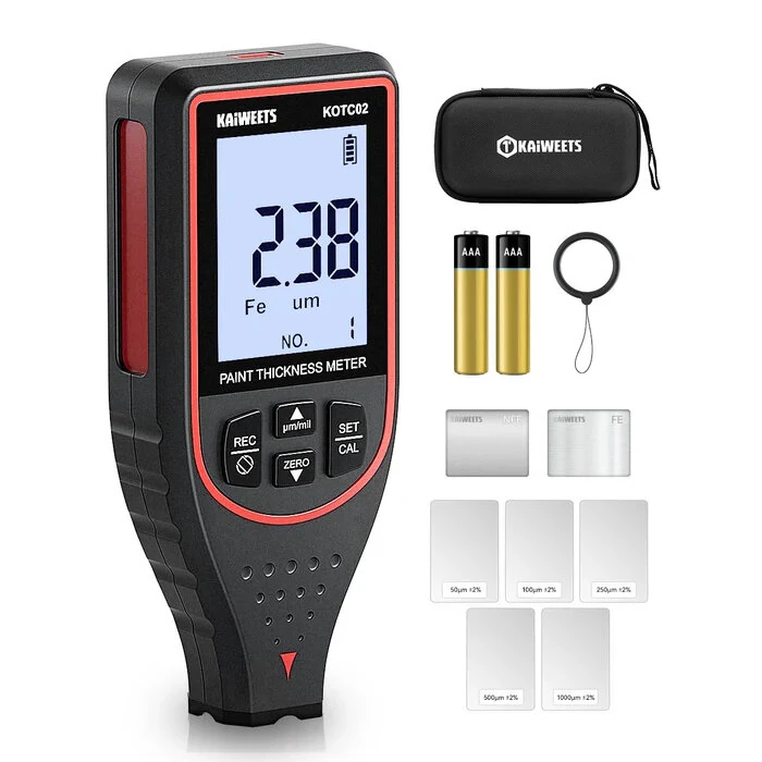 KAIWEETS KOTC02 Paint Thickness Gauge | 0-2999µm High Accuracy | Magnetic/Non-Magnetic Metal Tester