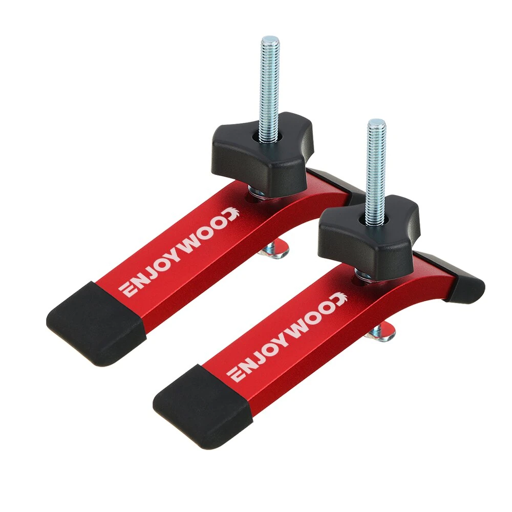 ENJOYWOOD T Track Hold Down Clamps 2 Pack - with T Bolts & Slider for Router CNC Table Saw