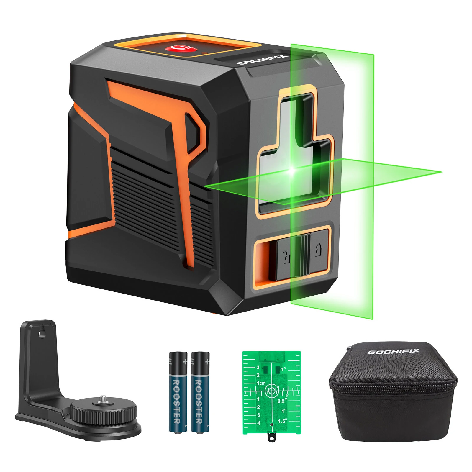 GOCHIFIX Self-Leveling Green Cross Line Laser Level - 100ft Range | IP54 Waterproof | Includes Magnetic Bracket & Battery