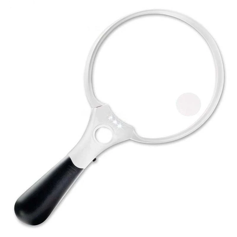 Large Handheld Magnifier with 3 LED Lights - 2X 4X 25X Lens for Reading & Repair