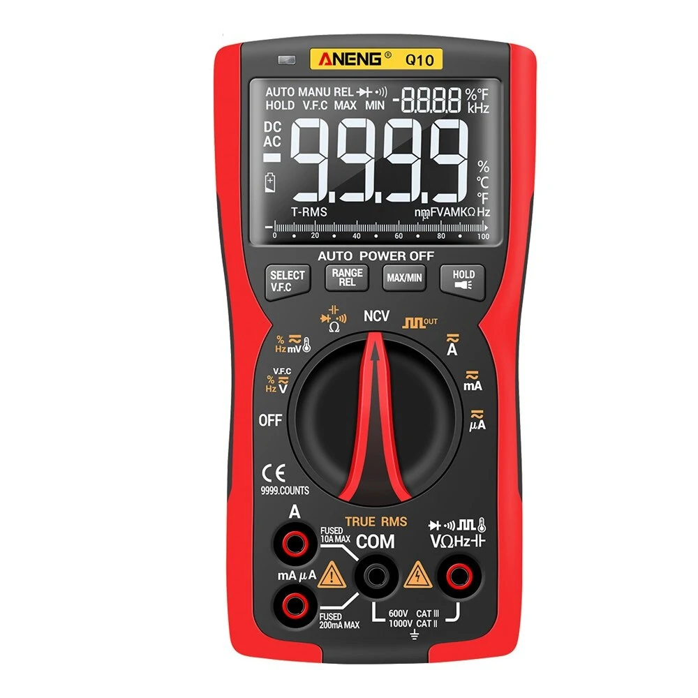 ANENG Q10 Digital Multimeter - True RMS 9999 Count | NCV & Transistor Tester