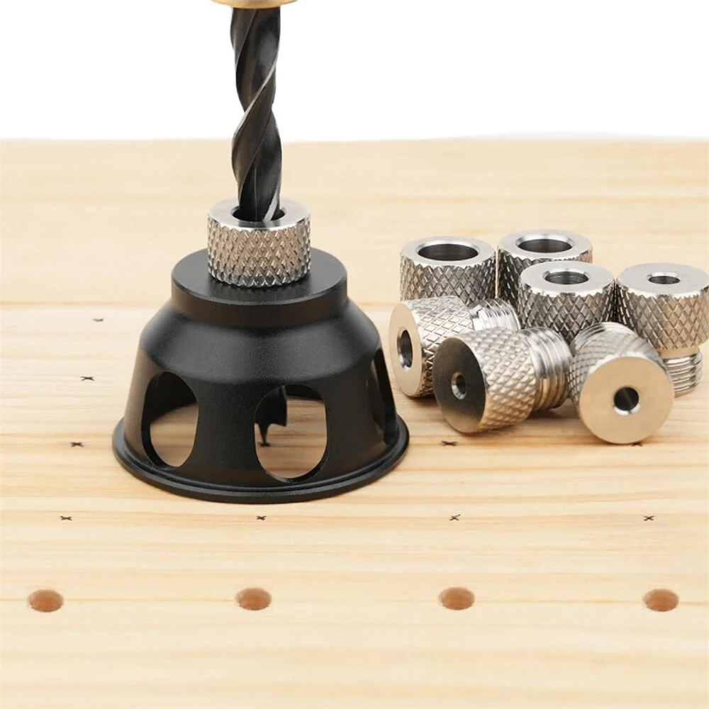 Aluminum Alloy Punch Locator Pocket Hole Jig Kit | 3-10mm Stainless Steel Bushings | Portable Woodworking Tool
