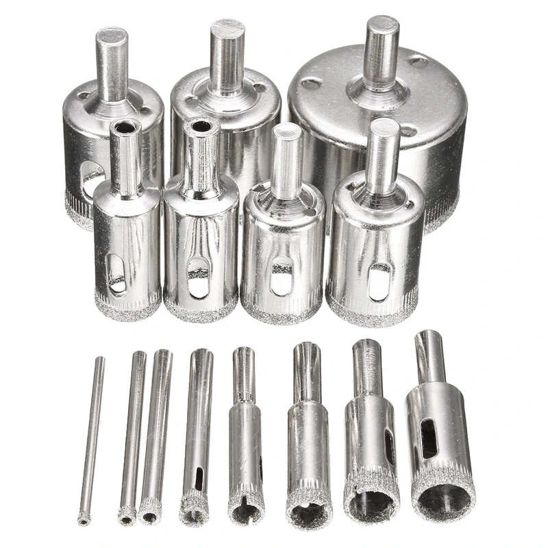 15pcs Diamond Hole Saw Drill Bit Set | 3-42mm for Glass Ceramic Tile Marble