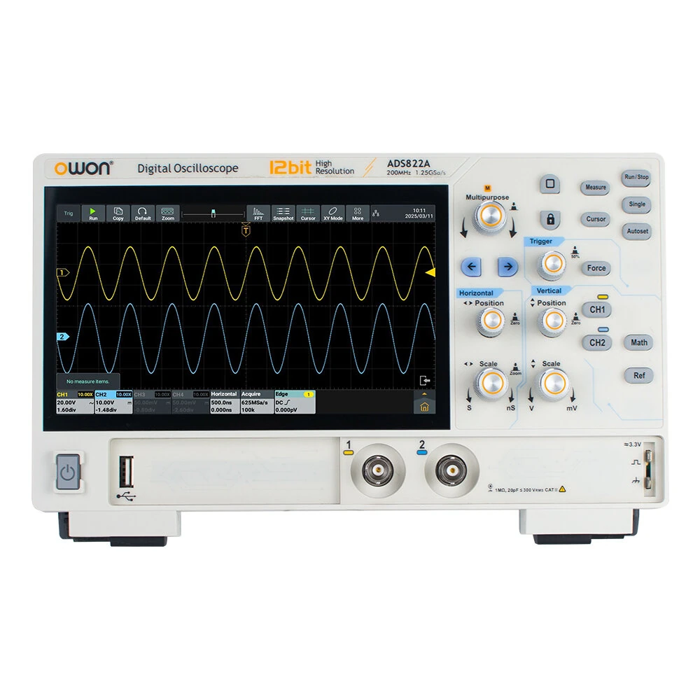 OWON ADS802A Digital Oscilloscope | 2 Channel 12-bit 1.25GSa/s | 7 Display USB LAN