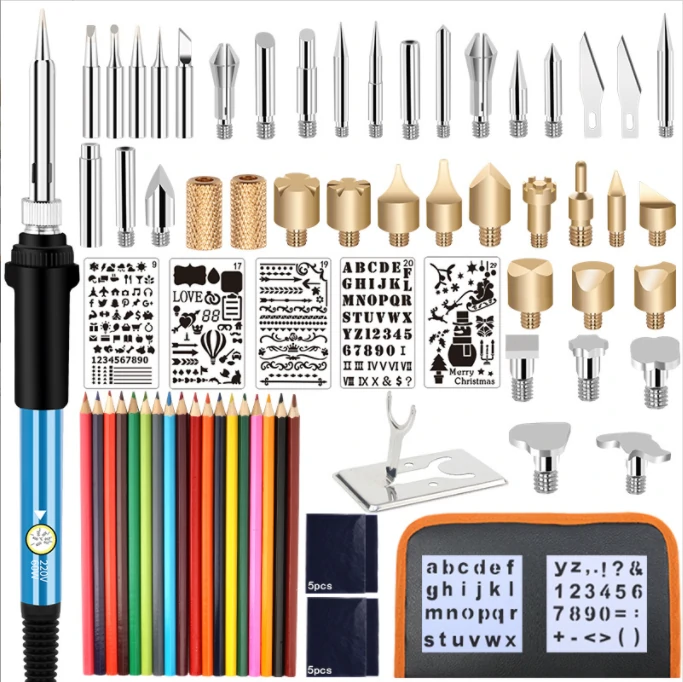 Adjustable Temperature Electric Soldering Iron - 71 Pcs Wood Burning Kit | Pyrography Pen