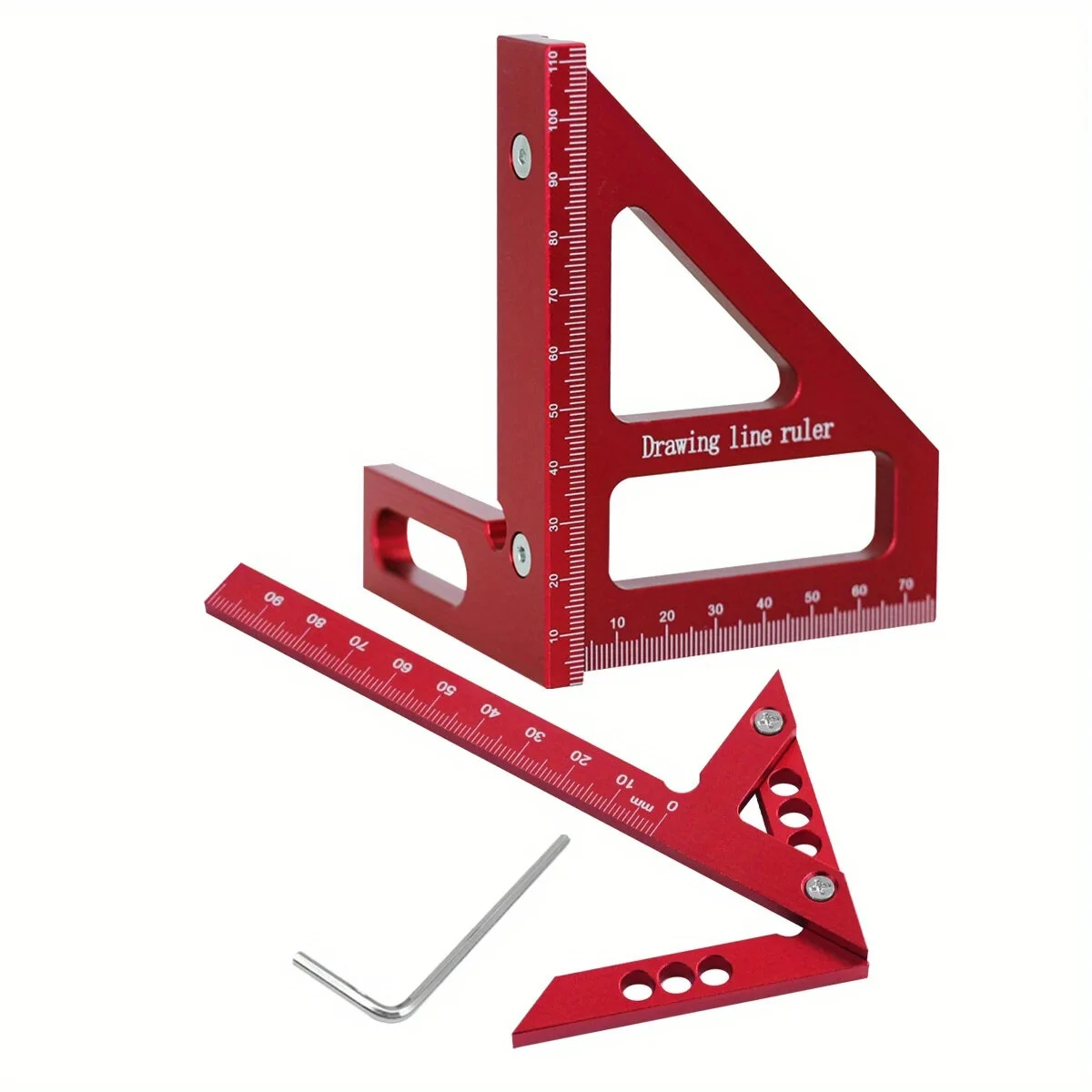 Aluminum Center Finder Woodworking Square - 45/90 Degree Angle Gauge & Scribe Ruler