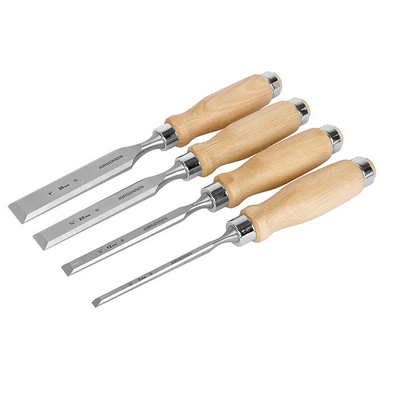JORGENSEN 4pc Woodworking Chisel Set | 6mm 12mm 20mm 26mm | High Carbon Steel