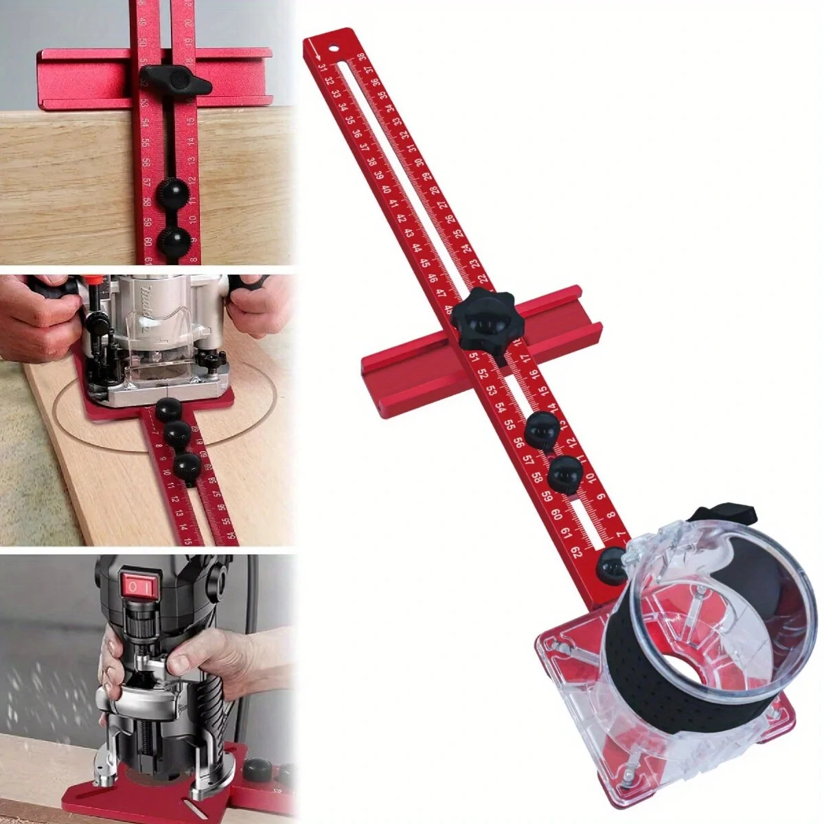 4 in 1 Router Jig | Aluminum Circle Cutting & Groove Bracket for Cabinet Hardware