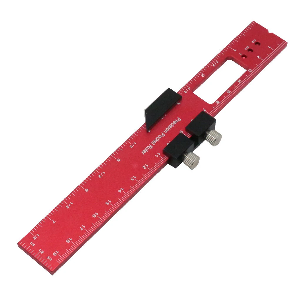 Woodworking Ruler Tool - Aluminum T-Track Slide Stops | Inch & Metric Scale