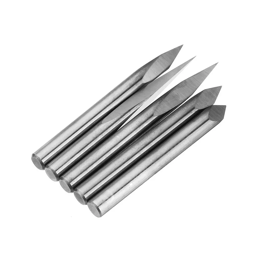 Drillpro Tungsten Steel Engraving Bit - 5pcs 4mm Shank 0.1mm Tip | 15-60 Degree