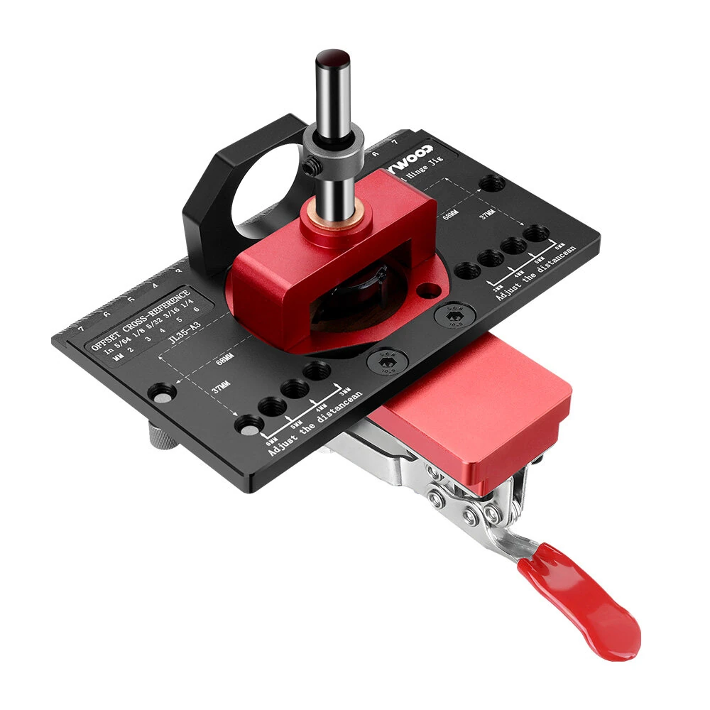 ENJOYWOOD Concealed Hinge Jig with Quick Clip & Dust Adapter | 35mm Cabinet Hinge Mounting Tool