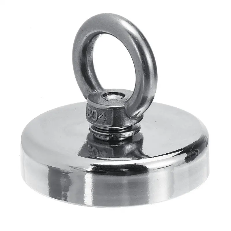 60mm Neodymium Magnet - 200KG Pulling Force with 304 Steel & 20M Rope | Fishing & Recovery Tool