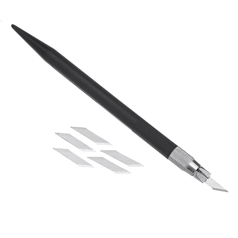 Black DIY Model Art Cutter - Metal Rubber Wood Carving Tool with 12 Blades