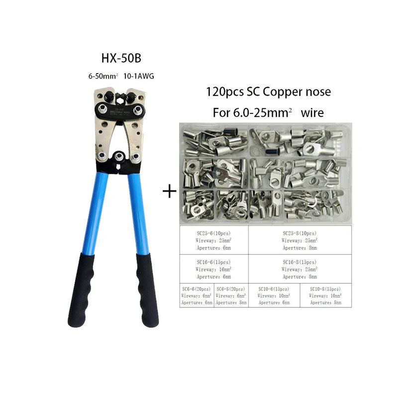HX-50B Adjustable Crimping Pliers | Copper & Aluminum Terminal Set