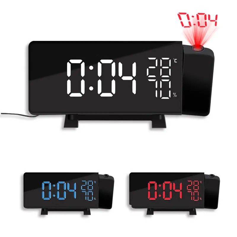 TS-5210 Digital Thermometer Hygrometer | 3-Color Projection | LED Display | Temp & Humidity | FM Radio | Time Clock