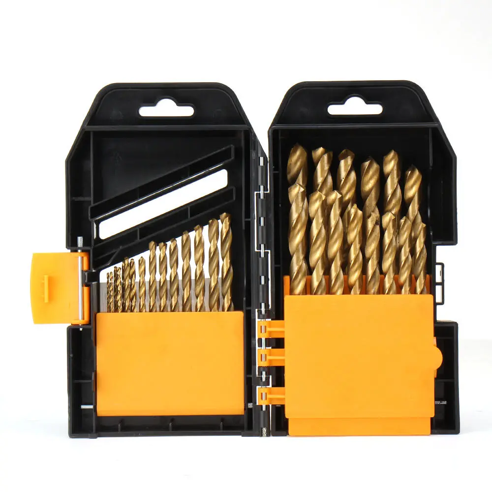 29Pcs Titanium Coated HSS Drill Bit Set | 1/16 to 1/2 Inch | 118 Degree Point