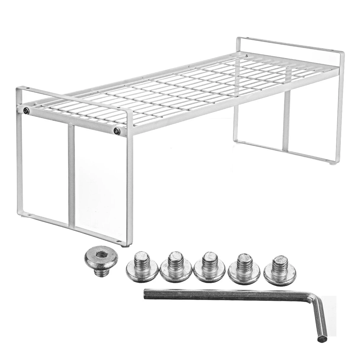 White Standing Rack - Countertop Storage Organizer for Kitchen & Bathroom