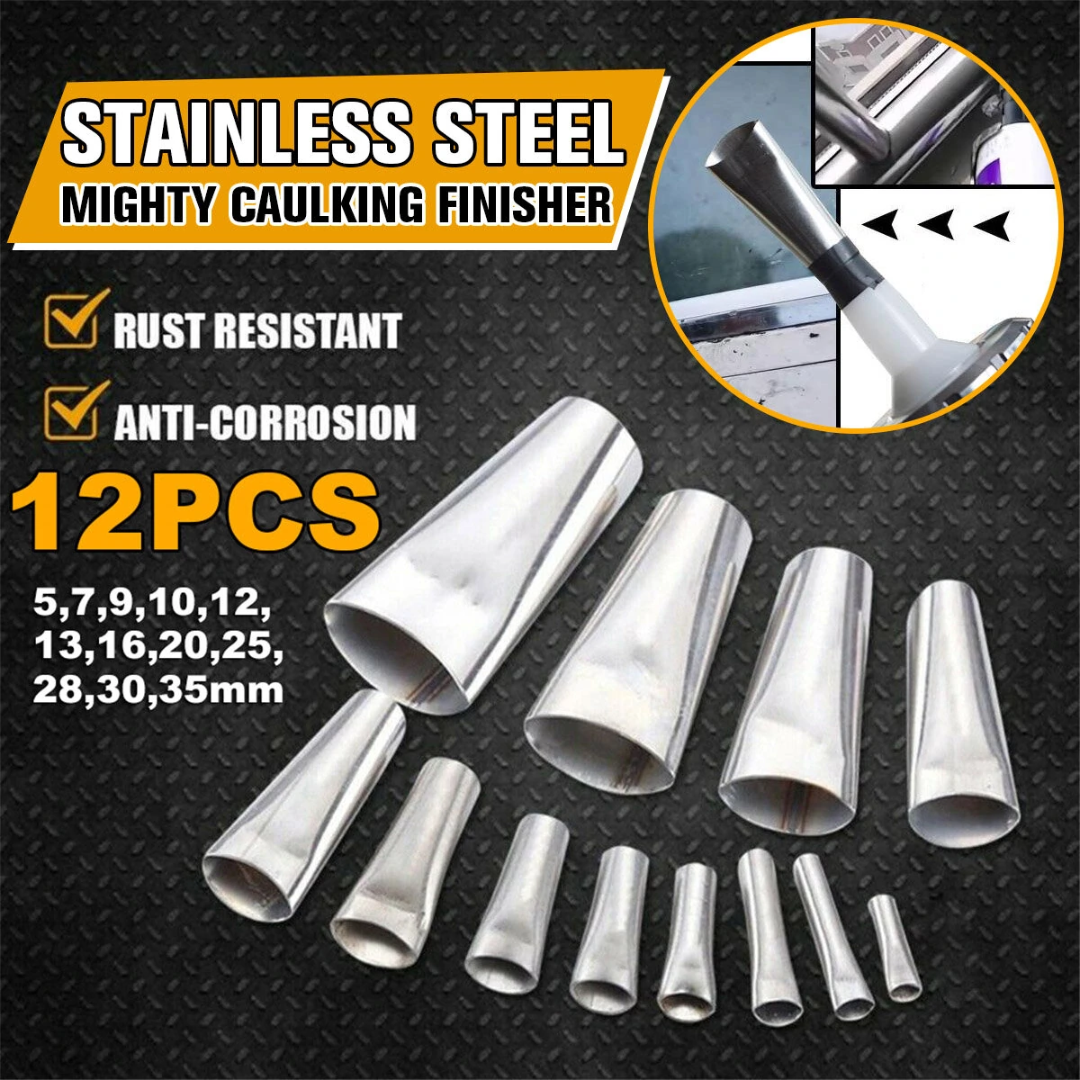 12 PCS Silicone Sealant Nozzle Kit - Caulk Nozzle & Glue Remover Scraper