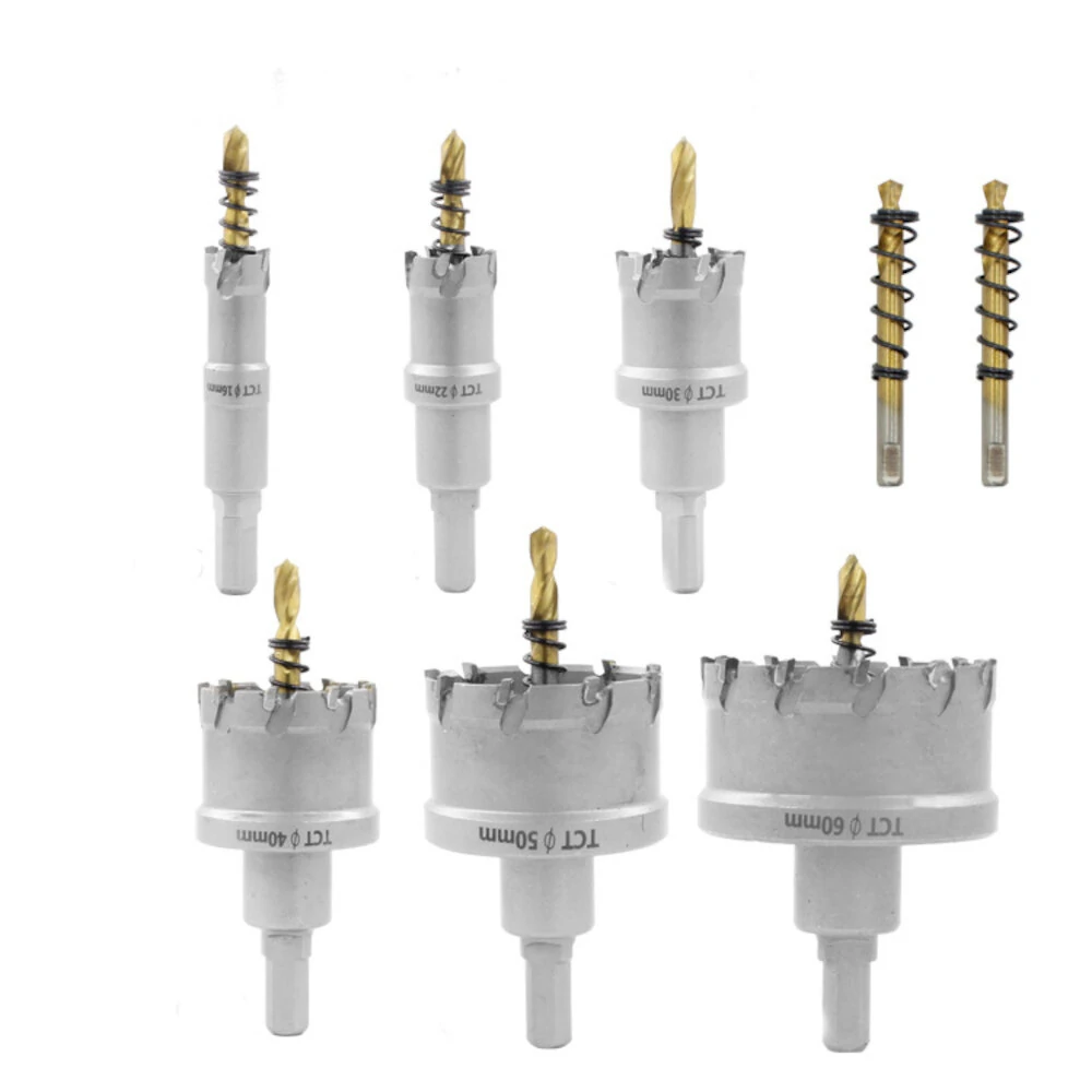 Drillpro 8pcs 16-60mm TCT Hole Saw Kit | Titanium Coated for Metal