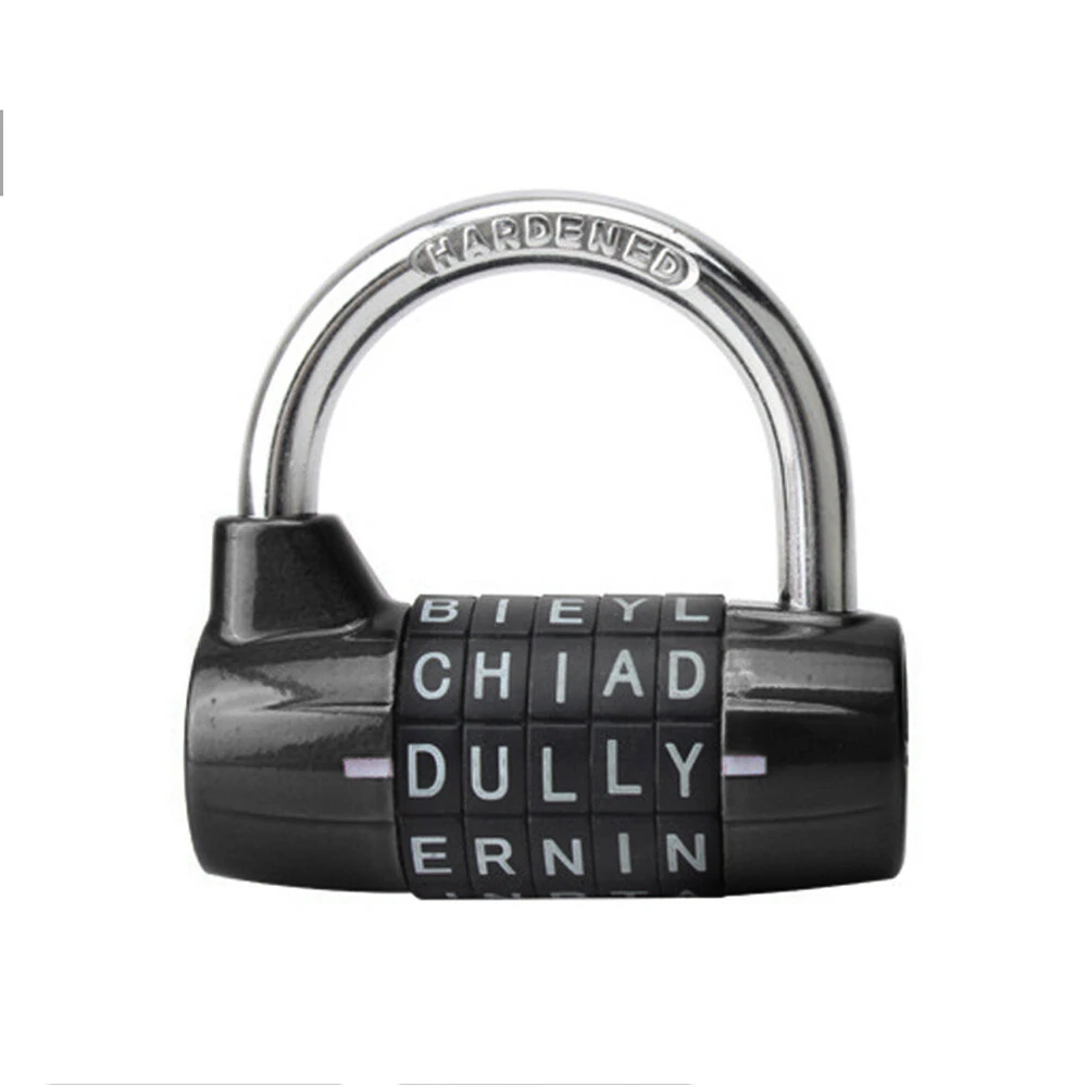 Zinc Alloy 5-Letter Password Lock | Hardened Chrome Hook | Anti-Theft for Gym & Warehouse