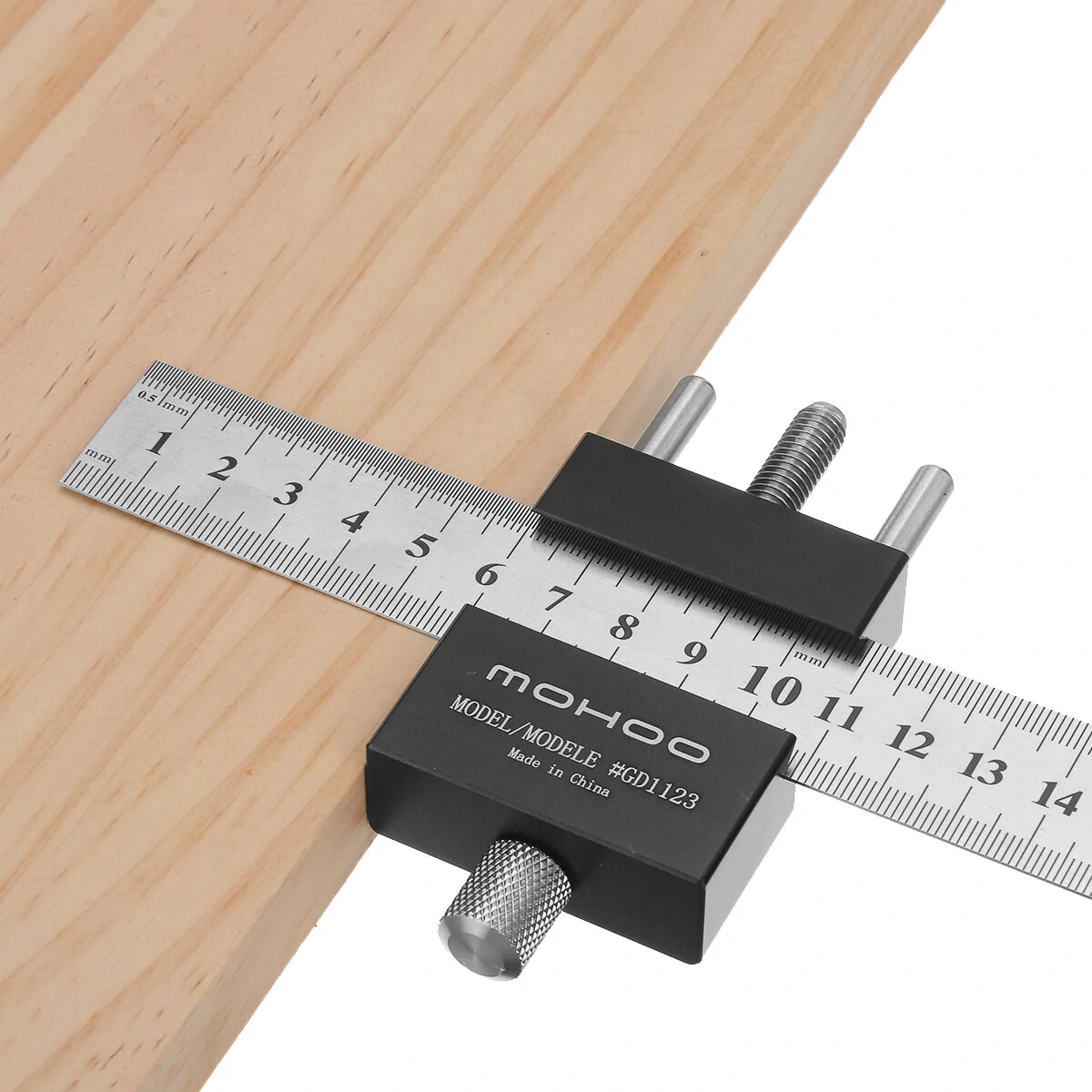 Mohoo Steel Ruler Positioning Block & Angle Scriber | Marking Gauge for Woodworking