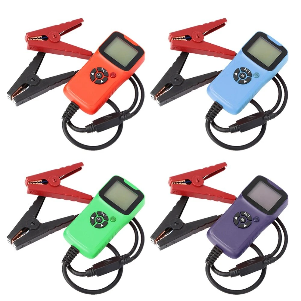 12V Digital Car Battery Tester - LCD Display for Voltage, CCA & Ohm Diagnostic