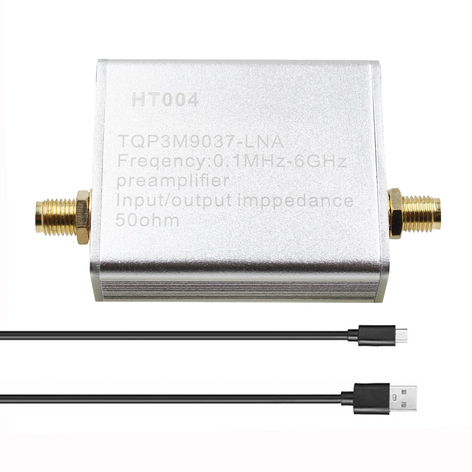 HT004 Full Band Amplifier Preamplifier | 100kHz-6GHz 20dB Gain | Ultra-Low Noise 5V USB-C