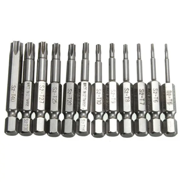 12pcs 1/4 Inch 50mm T5-T40 Magnetic Torx Screwdriver Bits Set | 12-Piece