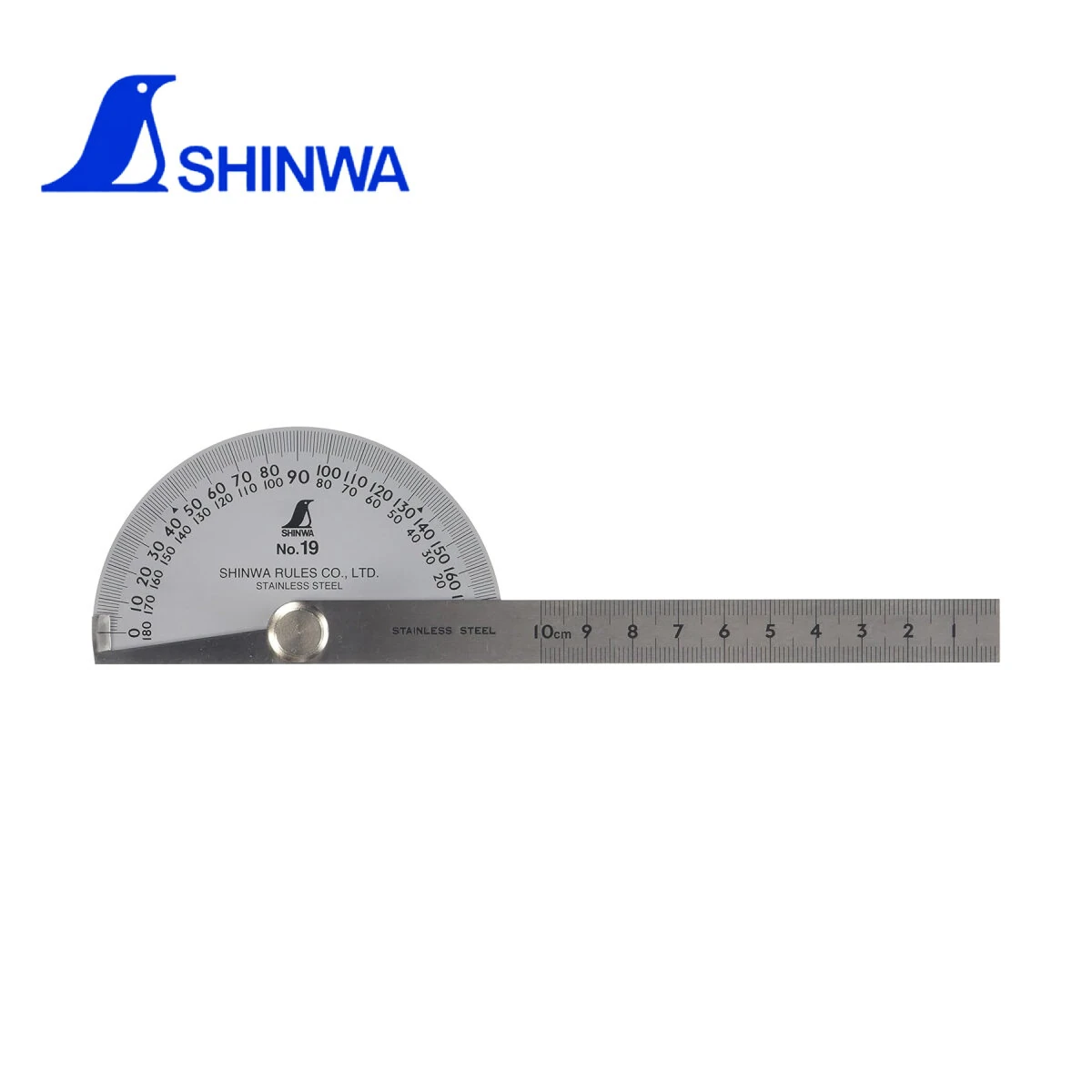 Shinwa Protractor Angle Ruler | 3.5 Inch Diameter | 6-Inch Rods | 1-Degree Scale