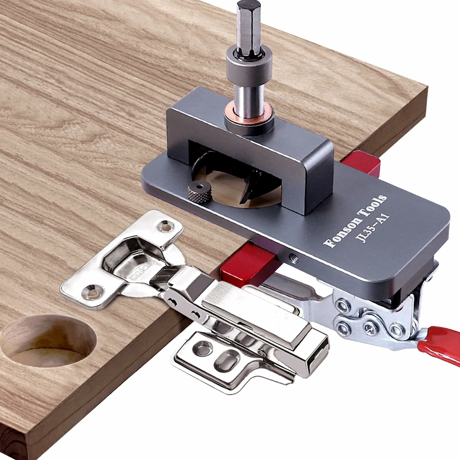 Fonson Tools 35mm Concealed Hinge Jig - Door Cabinet Mounting Guide for Woodworking