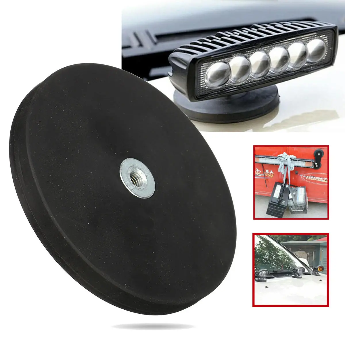 Neodymium Pot Magnet D66/D88mm - Rubber Coated Flat Thread for Camera & LED Mount