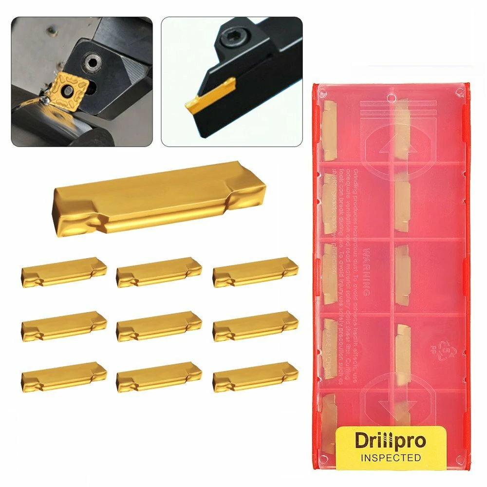 Drillpro MGMN200-G Carbide Inserts - 10Pcs for MGEHR/MGIVR Grooving & Cut-off Tool