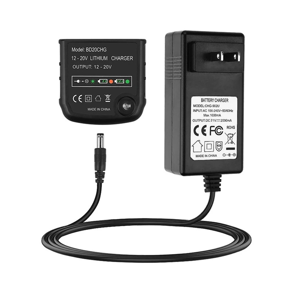 Black & Decker 20V Battery Charger | For 12-20V Li-ion Replacement Battery | US EU Plug