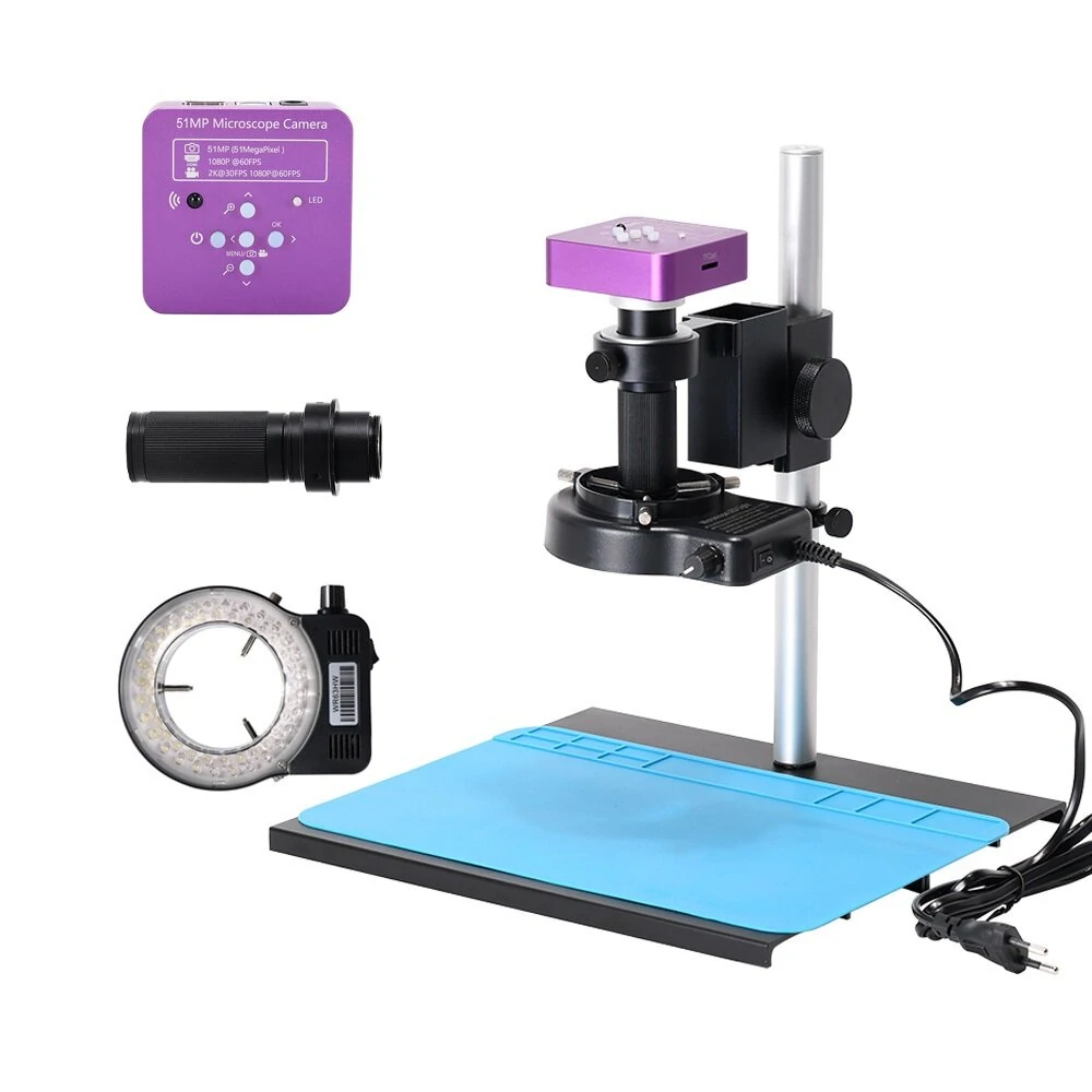 HAYEAR 51MP Digital Microscope Camera - 130X Lens & 56 LED Light for PCB Repair