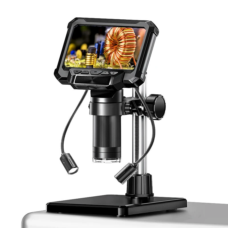 HD Digital Microscope 5X-1000X | 4.3 IPS Screen 12MP 1080P | 8 LED Lights Type-C