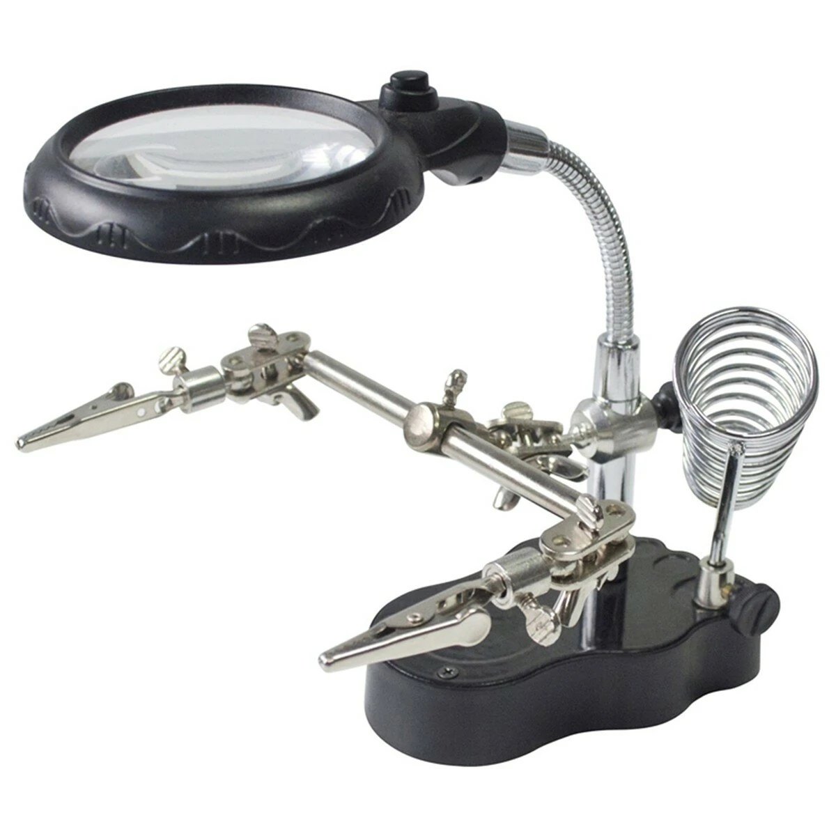 LED Light Soldering Iron Stand Holder Magnifying Glass Magnifier