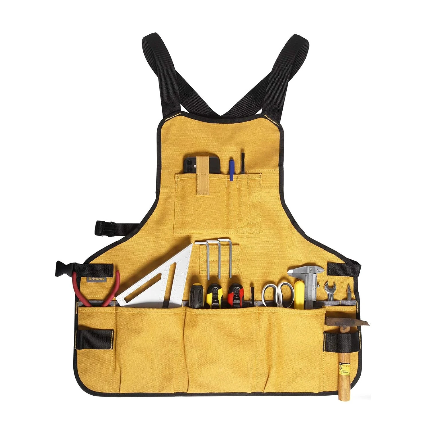 Heavy Duty Canvas Work Apron - 21 Pockets & Magnetic Holder | Adjustable Tool Organizer