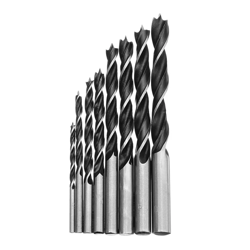 Drillpro 8pcs 3-10mm Carbon Steel Twist Drill Bits | 3 Flute Woodworking Tool