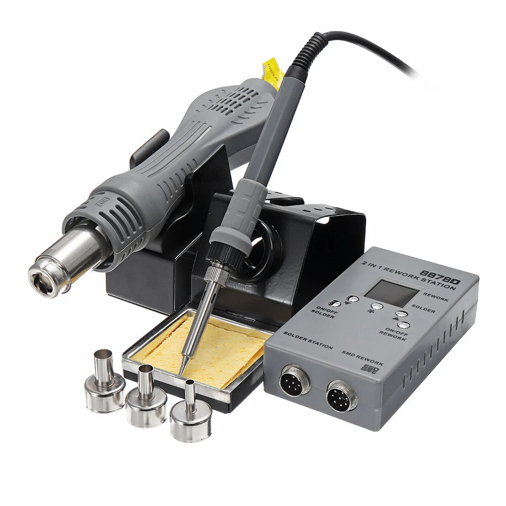 YAOGONG 8878D 2-in-1 SMD Rework Station | Hot Air Gun & Soldering Iron Tool