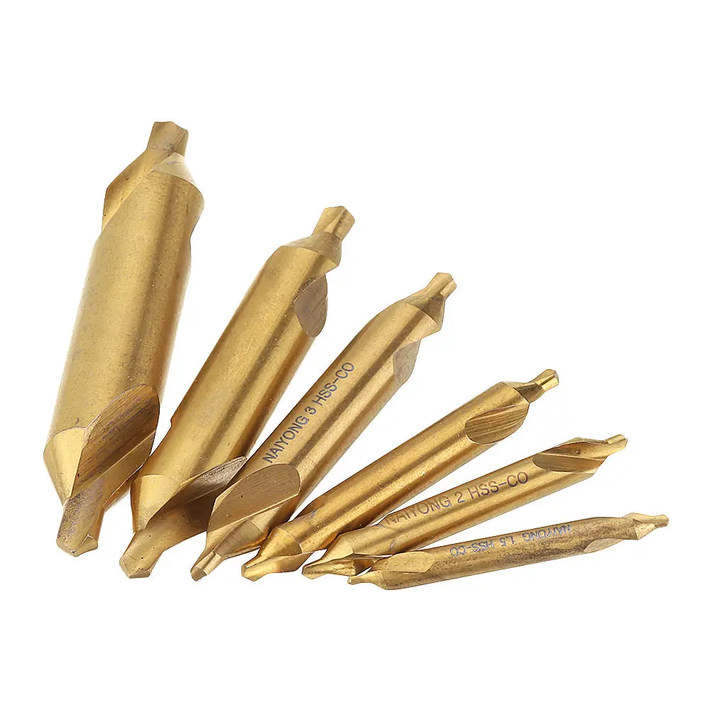 Drillpro HSS Titanium Coated Center Drill Bit | 60 Degree Countersink | 1-5mm Set