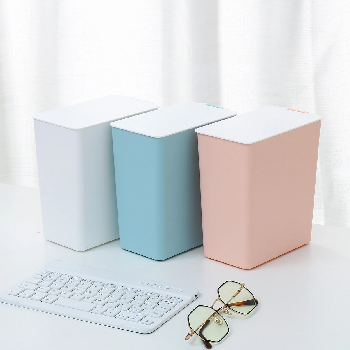 Desktop Trash Can | Office Table Waste Bin - Mini Storage Container
